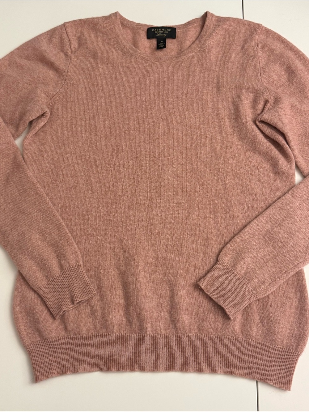 100% Cashmere Charter Club Luxury Crewneck Sweater - Dusty Rose Size M